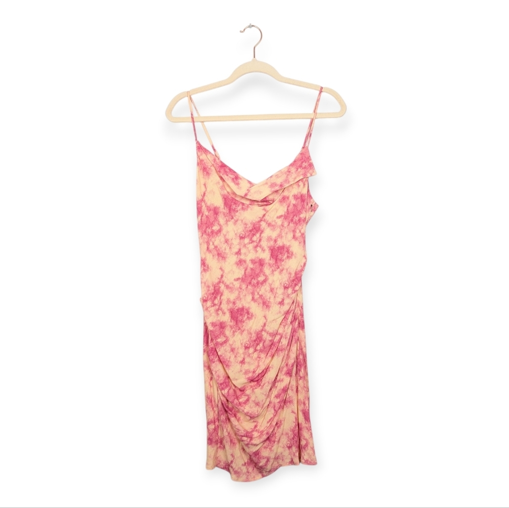 ASTR The Label Pink Tie Dye Ruched Mini Dress Size S